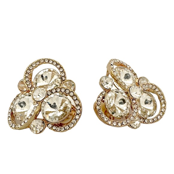 Clip-On Jeweled Rhinestone Earrings - Picture 1 of 5